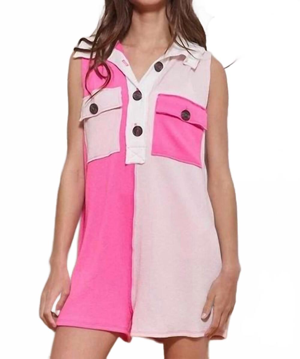 NEW BUCKETLIST french terry colored loose fit romper in lavender/cream